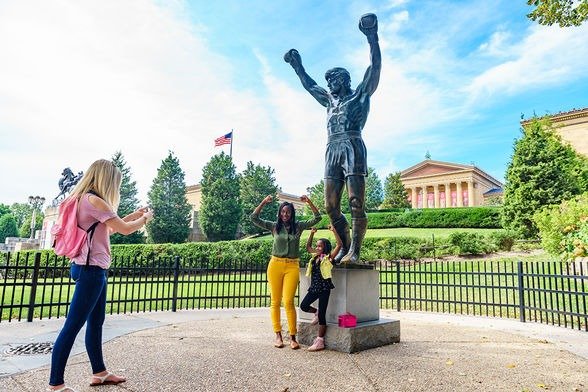 Probably the most popular place to take a picture in Philadelphia is at the Rocky statue in front of the Philadelphia Museum of Art | 